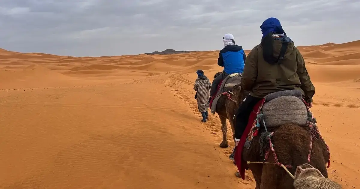 Dunes and desert camp near Merzouga