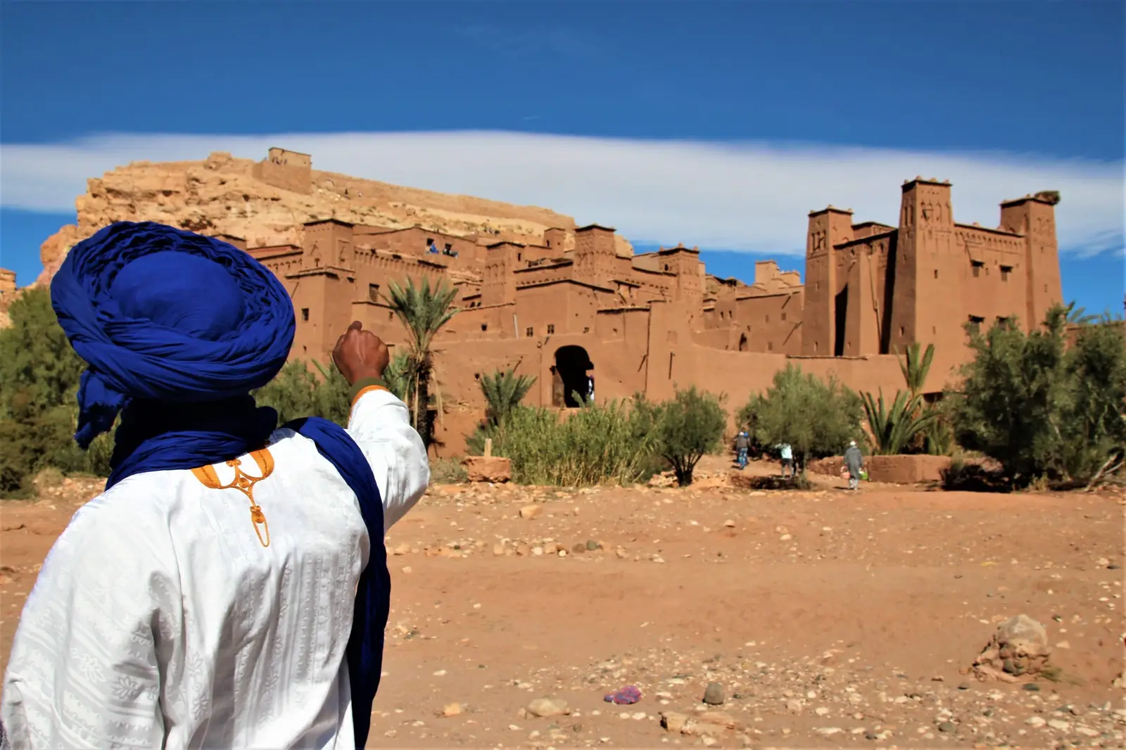 Earthen kasbah and palms in southern Morocco