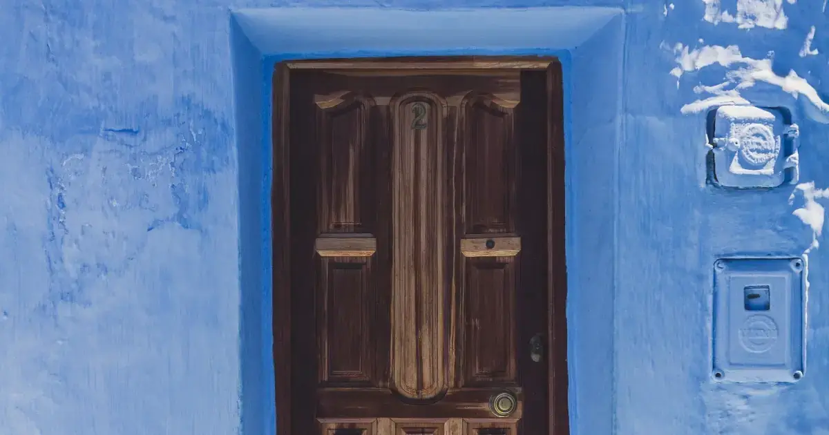 Carved and painted traditional Moroccan door