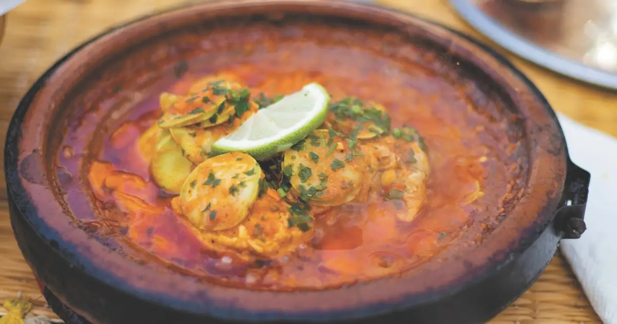 Moroccan tagine cooking in a clay pot